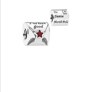 Pandora silver enamel letter to Santa charm